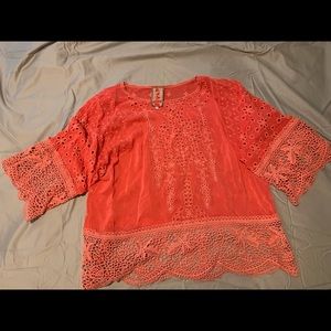 Johhny Was coral blouse size large